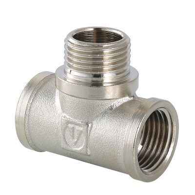 Тройник VALTEC 1/2 (VTr,132,N,0004) внутренняя-наружная резьба, никелированная латунь Тройник VALTEC 1/2 (VTr,132,N,0004) внутренняя-наружная резьба, никелированная латунь