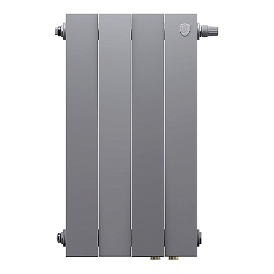 Биметаллический секционный радиатор отопления Royal Thermo Pianoforte Silver Satin 500 / 4 секции нижнее правое подключение