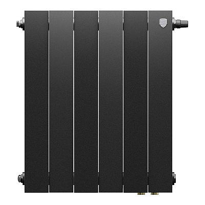Биметаллический секционный радиатор отопления Royal Thermo Pianoforte Noir Sable 500 / 6 секций нижнее правое подключение