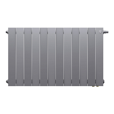 Биметаллический секционный радиатор отопления Royal Thermo Pianoforte Silver Satin 500 / 12 секций нижнее правое подключение