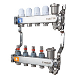 Коллекторная группа VALTEC НЕРЖ с регул. клап. и расх., 1х5 вых. Евроконус 3/4