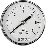 Манометр Stout аксиальный, Dn 50 мм 1/4 , 0...6 бар, кл.2.5