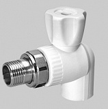 Кран шаровой полипропиленовый Kalde угловой комбинированный, 20 x 1/2, американка