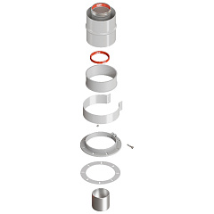 Адаптер вертикальный Rommer коакс. 60/100 (Baxi (кроме ECO Nova/Classic), Ariston, Vaillant, Viessmann, Kiturami, Mizudo, Beretta, Oasis, Wolf, Haier, Tiberis, DeDietrich, Arderia) хомут в комплекте + втулка D60 L-50
