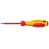 Отвертка KNIPEX VDE для винтов с профилем внутренний шестигранник , HEX 4 мм, длина стержня 75 мм, 182 мм, 2-компонентная рукоятка, диэлектрическая