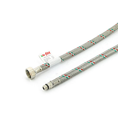 Гибкая подводка UNI-FITT для смесителя М10х1 - 1/2, 40 см, DN 8, оплётка из нержавеющей стали Гибкая подводка UNI-FITT для смесителя М10х1 - 1/2, 40 см, DN 8, оплётка из нержавеющей стали