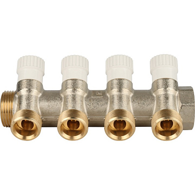 Коллектор Stout с регулировочными вентилями 1x3/4EK с 4 отводами, SMB 6851 013404
