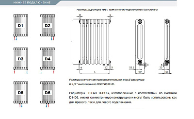 Стальной трубчатый радиатор отопления Rifar TUBOG TUB 3057-10-DV1 (Белый)